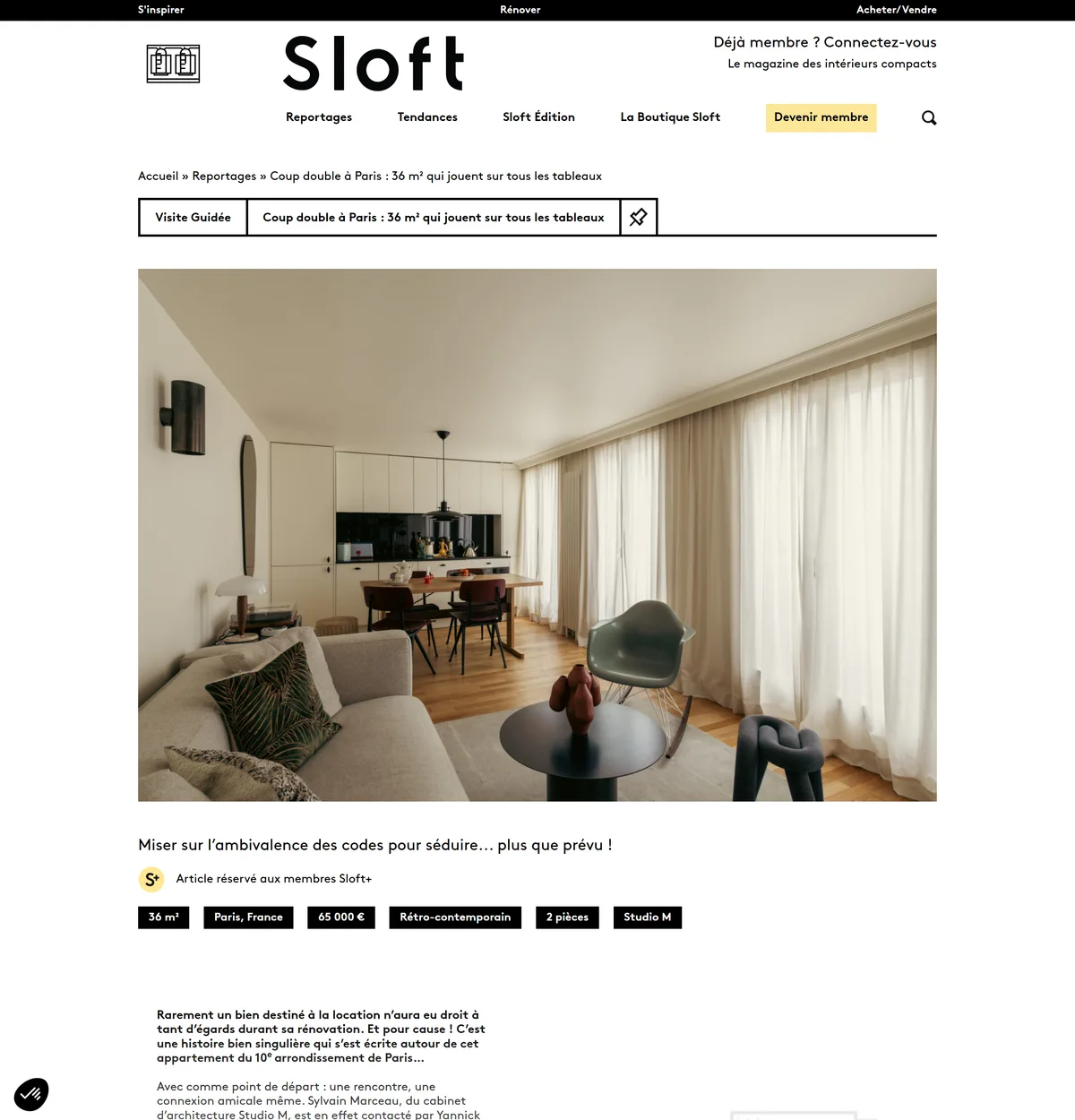 Sloft Magazine — Coup double à Paris : 36 m² qui jouent sur tous les tableaux